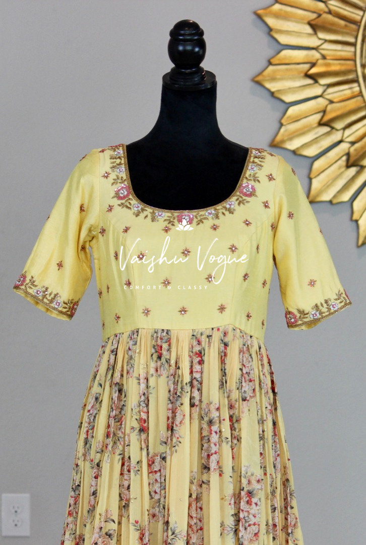 Yellow Floral Georgette