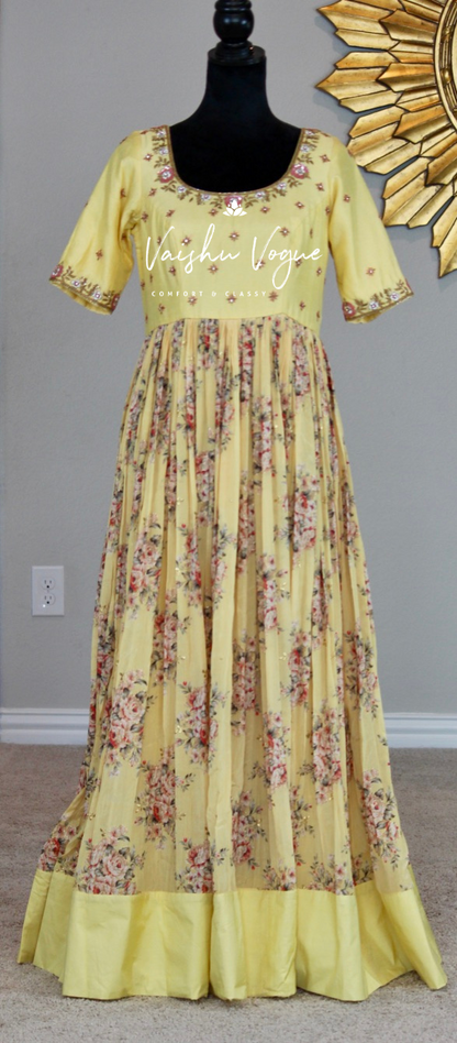 Yellow Floral Georgette